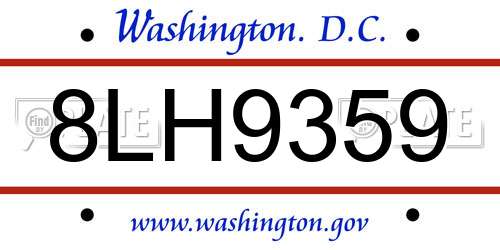 8LH9359 District Of Columbia License Plate