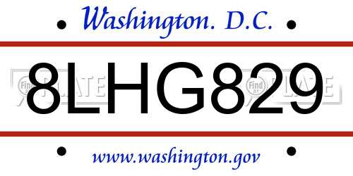 8LHG829 District Of Columbia License Plate