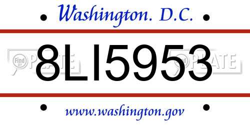 8LI5953 District Of Columbia License Plate