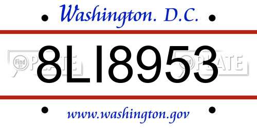 8LI8953 District Of Columbia License Plate