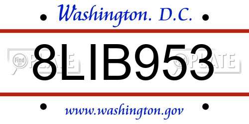 8LIB953 District Of Columbia License Plate