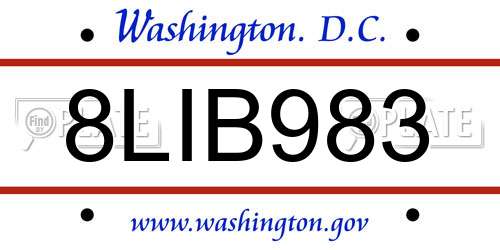 8LIB983 District Of Columbia License Plate