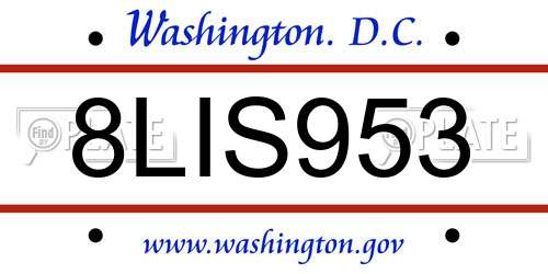 8LIS953 District Of Columbia License Plate