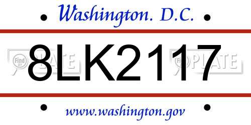 8LK2117 District Of Columbia License Plate