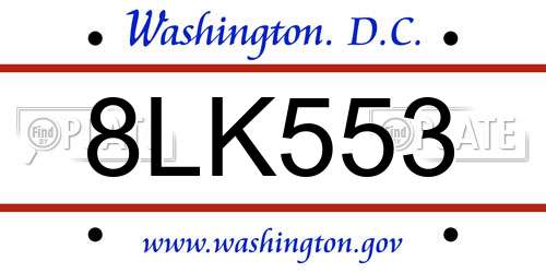 8LK553 District Of Columbia License Plate