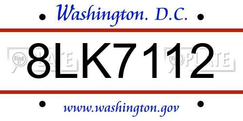 8LK7112 District Of Columbia License Plate