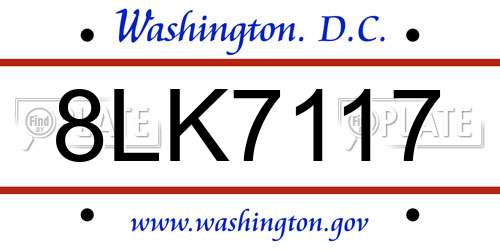 8LK7117 District Of Columbia License Plate