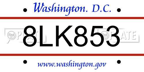 8LK853 District Of Columbia License Plate