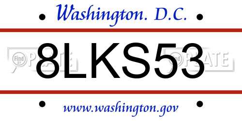 8LKS53 District Of Columbia License Plate