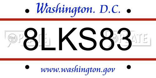 8LKS83 District Of Columbia License Plate