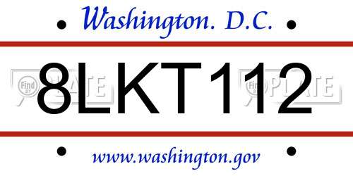 8LKT112 District Of Columbia License Plate