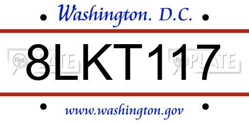 8LKT117 District Of Columbia License Plate