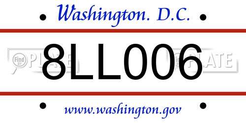 8LL006 District Of Columbia License Plate