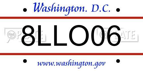 8LLO06 District Of Columbia License Plate