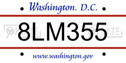 8LM355 District Of Columbia License Plate