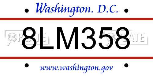 8LM358 District Of Columbia License Plate