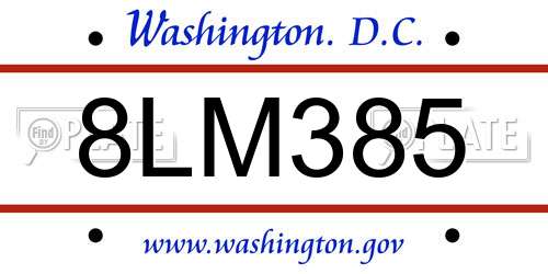8LM385 District Of Columbia License Plate