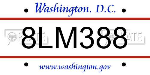 8LM388 District Of Columbia License Plate