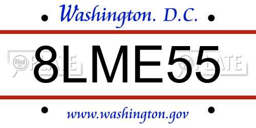 8LME55 District Of Columbia License Plate