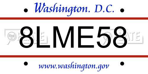 8LME58 District Of Columbia License Plate