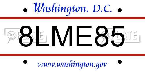 8LME85 District Of Columbia License Plate