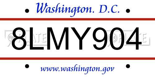 8LMY904 District Of Columbia License Plate
