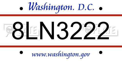 8LN3222 District Of Columbia License Plate