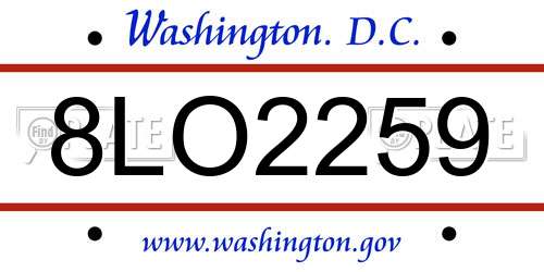 8LO2259 District Of Columbia License Plate
