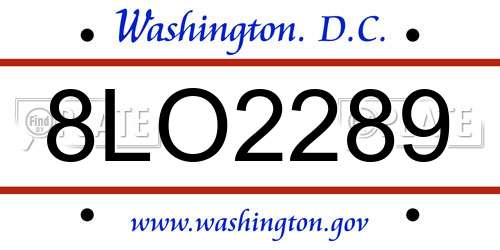 8LO2289 District Of Columbia License Plate
