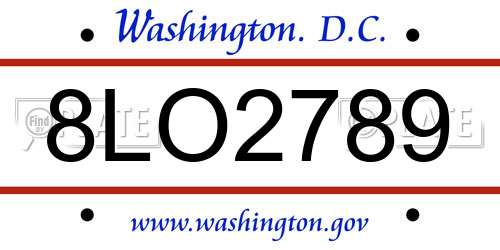 8LO2789 District Of Columbia License Plate