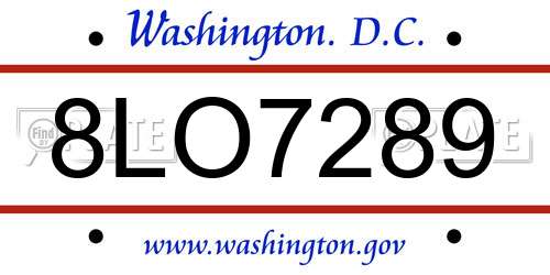 8LO7289 District Of Columbia License Plate
