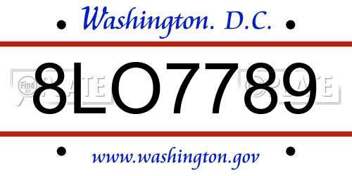 8LO7789 District Of Columbia License Plate
