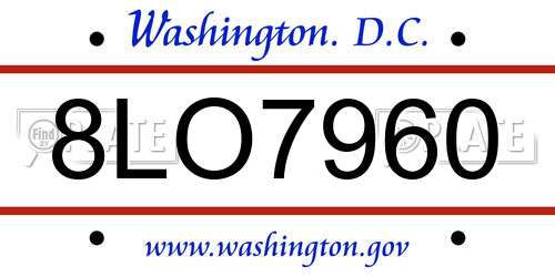 8LO7960 District Of Columbia License Plate