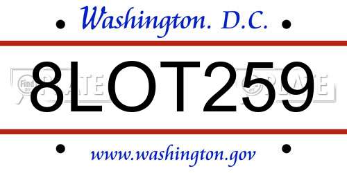 8LOT259 District Of Columbia License Plate