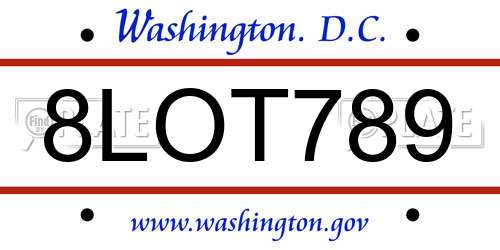 8LOT789 District Of Columbia License Plate