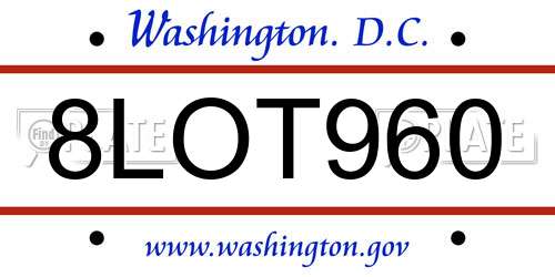 8LOT960 District Of Columbia License Plate