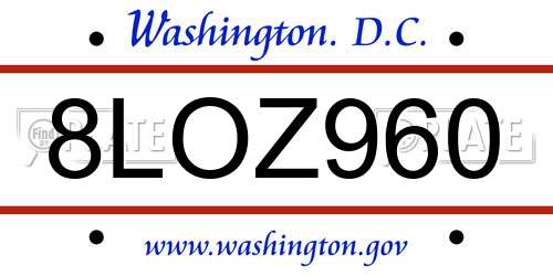 8LOZ960 District Of Columbia License Plate