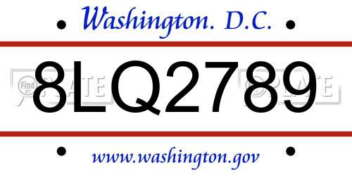 8LQ2789 District Of Columbia License Plate
