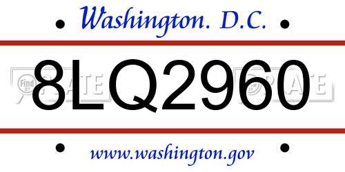 8LQ2960 District Of Columbia License Plate