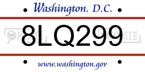 8LQ299 District Of Columbia License Plate