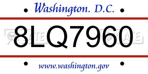 8LQ7960 District Of Columbia License Plate