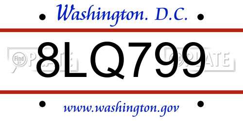 8LQ799 District Of Columbia License Plate