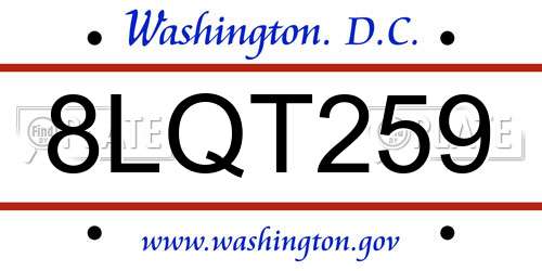 8LQT259 District Of Columbia License Plate