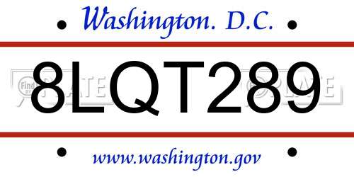 8LQT289 District Of Columbia License Plate