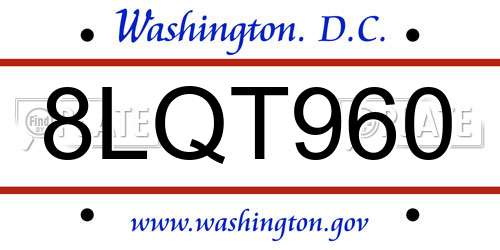 8LQT960 District Of Columbia License Plate