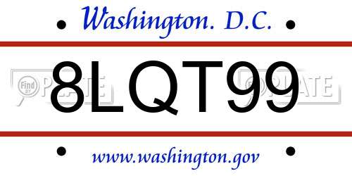 8LQT99 District Of Columbia License Plate
