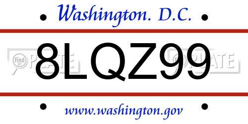 8LQZ99 District Of Columbia License Plate
