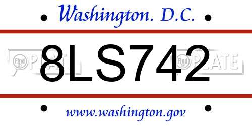 8LS742 District Of Columbia License Plate