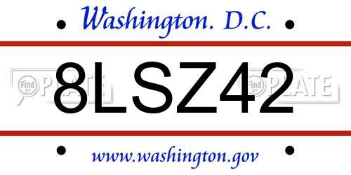 8LSZ42 District Of Columbia License Plate
