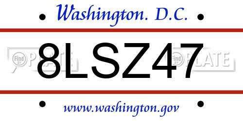 8LSZ47 District Of Columbia License Plate
